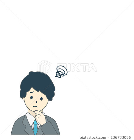 一位憂心忡忡的商人,上半身的插圖 一位憂心忡忡的商人,上半身的插圖 136733096