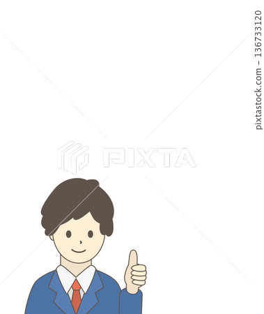 Business person illustration of a man in a suit giving a thumbs up OK sign (with space) Business person illustration of a man in a suit giving a thumbs up OK sign (with space) 136733120