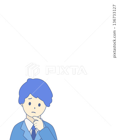 一位憂心忡忡的商人，上半身的插圖 136733127