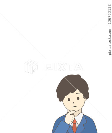 Illustration of a troubled businessman, worried man, upper body Illustration of a troubled businessman, worried man, upper body 136733138