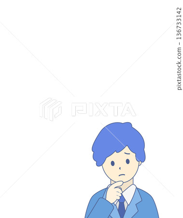 Illustration of a troubled businessman, worried man, upper body Illustration of a troubled businessman, worried man, upper body 136733142