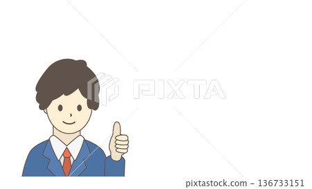 Business person illustration of a man in a suit giving a thumbs up OK sign (with space) Business person illustration of a man in a suit giving a thumbs up OK sign (with space) 136733151