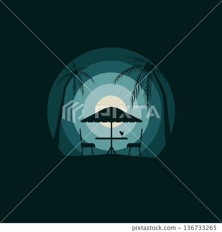 terrace cafe minimalist tropical beach resort vector illustration flat design 136733265