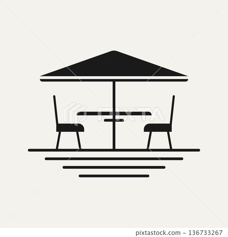 terrace cafe simple line art logo icon template vector illustration design 136733267