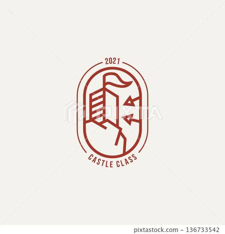 castle class minimalist line art logo template vector illustration design 136733542