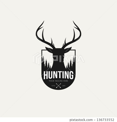 deer head hunting vintage logo badge template vector illustration design deer head hunting vintage logo badge template vector illustration design 136733552