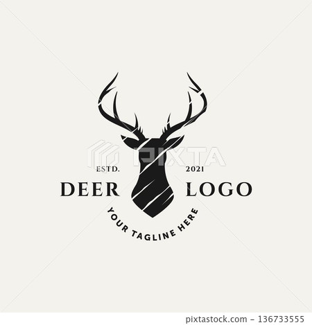 deer head vintage logo template vector illustration design deer head vintage logo template vector illustration design 136733555