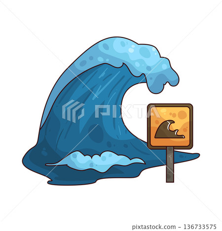 Illustration of tsunami Illustration of tsunami 136733575