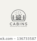 classic winter cabin minimalist line art logo icon 136733587