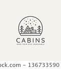 winter estate cabin minimalist line art badge logo 136733590