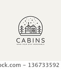 winter hotel cabin minimalist line art badge logo 136733592