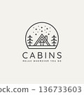 winter housing cabin minimalist line art logo icon 136733603