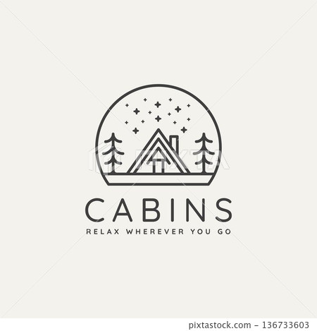 winter housing cabin minimalist line art logo icon 136733603