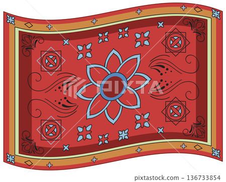 Red Middle Eastern Ornamental Carpet Vector Illustration 136733854
