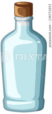 Clear Glass Bottle with Wooden Cap Vector Illustration 136733855