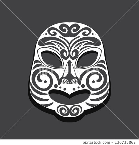 Tribal Patterned Mask Vector on Dark Background Tribal Patterned Mask Vector on Dark Background 136733862