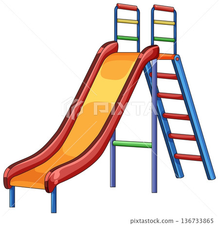 Colorful Playground Slide with Ladder in Vector Style Colorful Playground Slide with Ladder in Vector Style 136733865