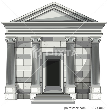 Ancient Stone Temple Entrance with Classical Columns 136733866