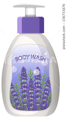 Lavender Body Wash Bottle with Pump Dispenser Lavender Body Wash Bottle with Pump Dispenser 136733876