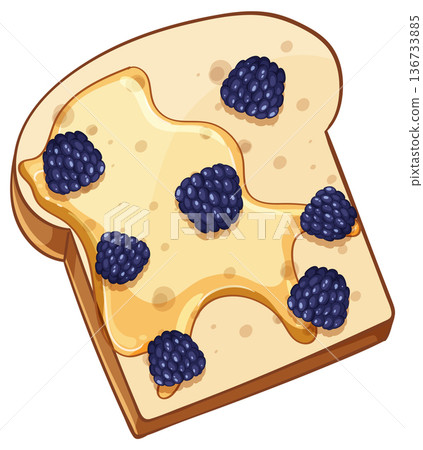 Slice of Bread with Honey and Blackberries Illustration Slice of Bread with Honey and Blackberries Illustration 136733885