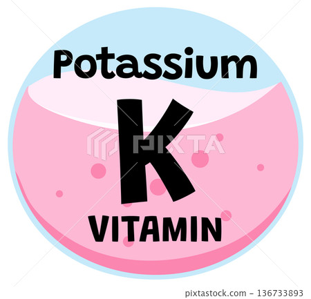 Potassium Vitamin K Icon in Flat Vector Style 136733893