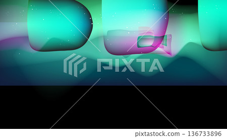 Vibrant Green and Purple Aurora Borealis Glowing in a Starry Night Sky 136733896