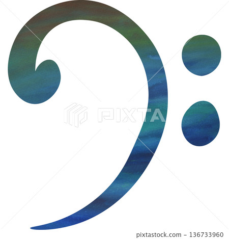Beautiful watercolor bass clef image illustration Beautiful watercolor bass clef image illustration 136733960