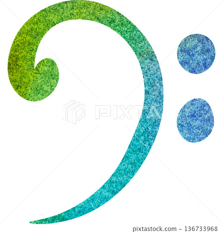 Beautiful watercolor bass clef image illustration Beautiful watercolor bass clef image illustration 136733968