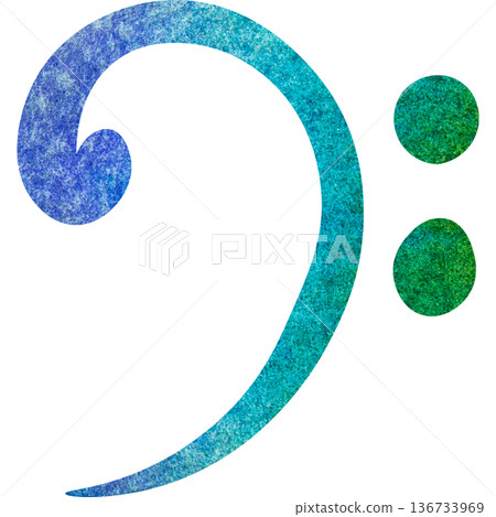 Beautiful watercolor bass clef image illustration Beautiful watercolor bass clef image illustration 136733969
