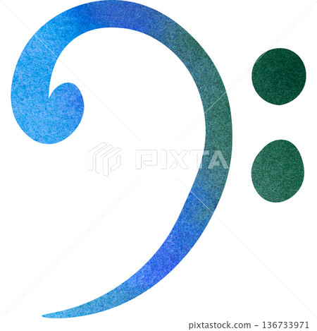 Beautiful watercolor bass clef image illustration Beautiful watercolor bass clef image illustration 136733971