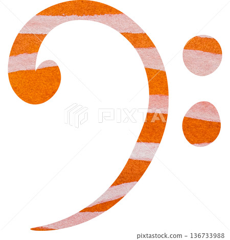 Beautiful watercolor bass clef image illustration 136733988