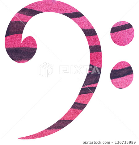 Beautiful watercolor bass clef image illustration 136733989