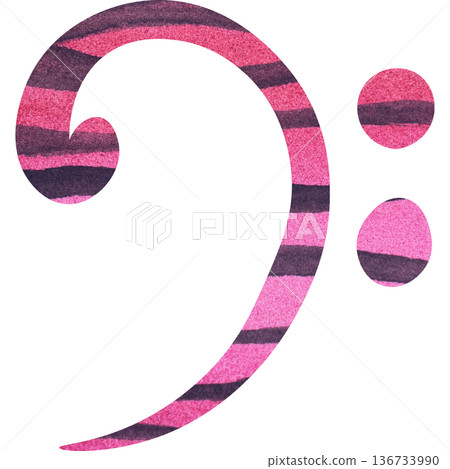 Beautiful watercolor bass clef image illustration 136733990