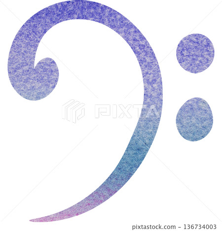 Beautiful watercolor bass clef image illustration 136734003