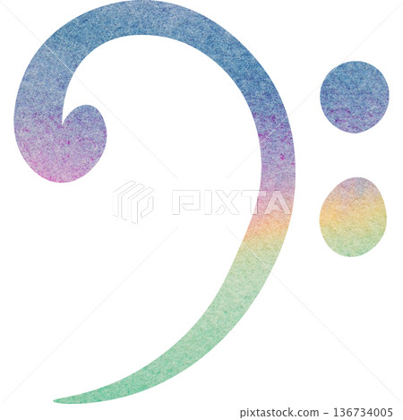 美麗的水彩低音譜號圖像插圖 136734005