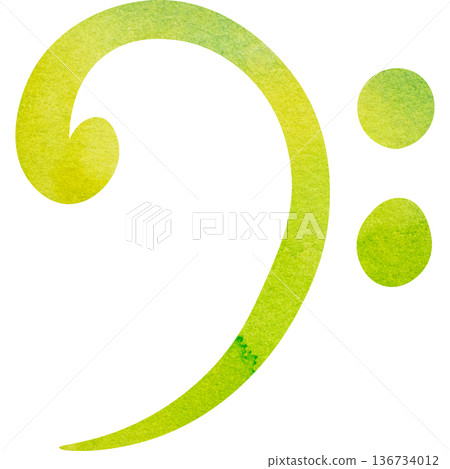 Beautiful watercolor bass clef image illustration Beautiful watercolor bass clef image illustration 136734012