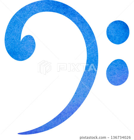 Beautiful watercolor bass clef image illustration Beautiful watercolor bass clef image illustration 136734026