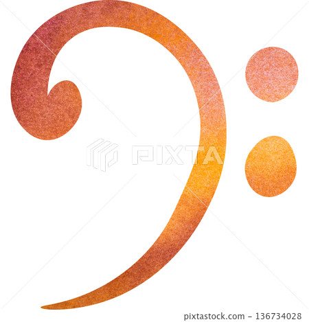 Beautiful watercolor bass clef image illustration 136734028