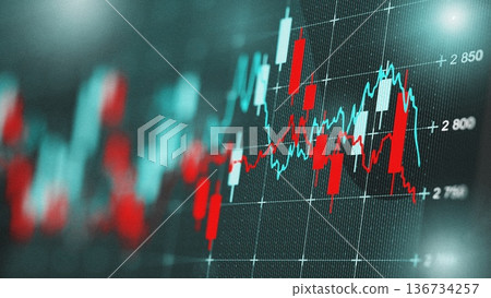 Stock market analysis shows fluctuating trends on a digital chart during trading hours Stock market analysis shows fluctuating trends on a digital chart during trading hours 136734257