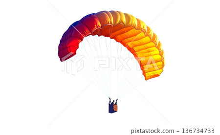 Illustration of a colorful parachute floating in the blue sky 136734733