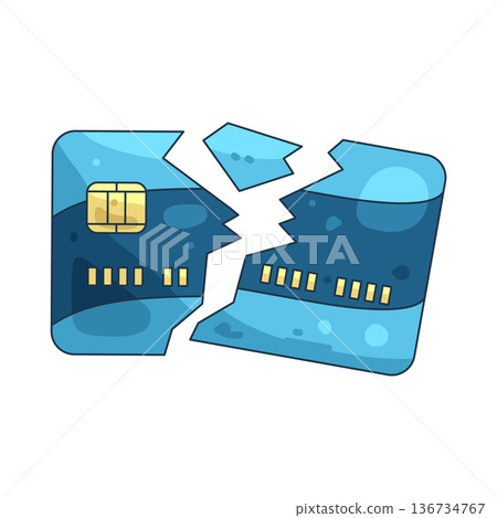 Illustration of broken credit card 136734767