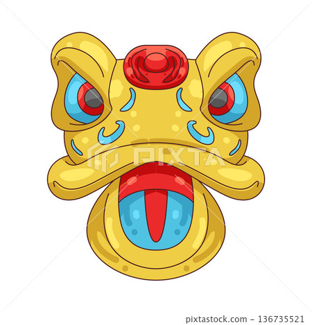 Illustration of lion dance head Illustration of lion dance head 136735521