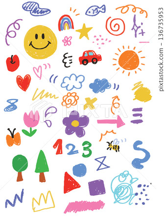 Colorful pop doodle style illustration material Colorful pop doodle style illustration material 136735953
