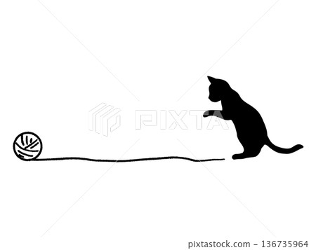 Yarn ball and cat frame Yarn ball and cat frame 136735964