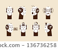 robot face with various emotions and expressions. AI support, robot mascot 136736258