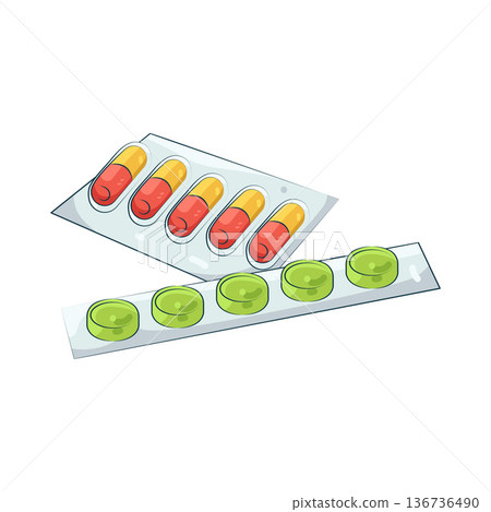 Illustration of pill blister Illustration of pill blister 136736490
