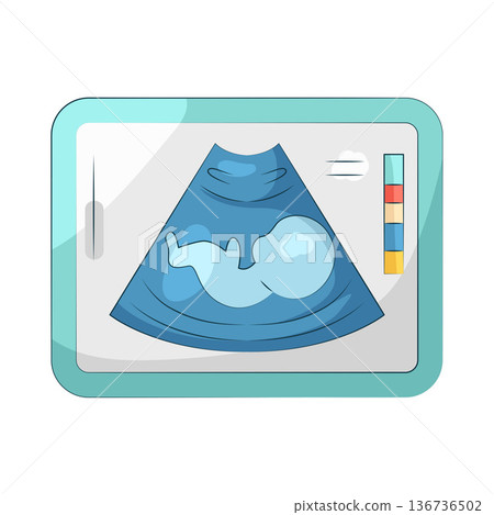 Illustration of fetal ultrasound Illustration of fetal ultrasound 136736502