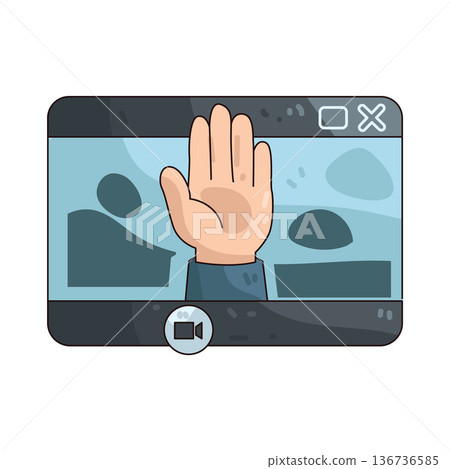 Illustration of Raise hand on online meeting Illustration of Raise hand on online meeting 136736585