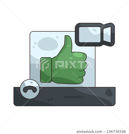 Illustration of Thumbs up on online meeting 136736586
