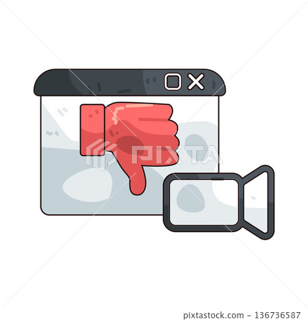 Illustration of Thumbs down on online meeting 136736587